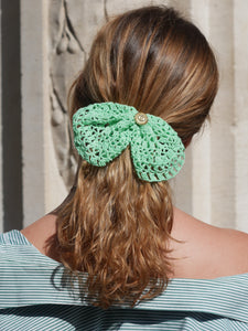 Green crochet bow - Madeleine