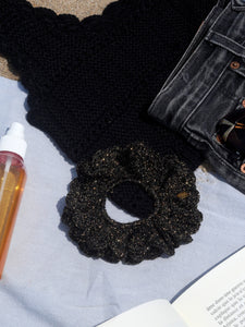 Black sequined crochet scrunchie - Vivianne