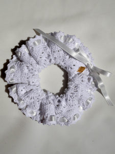 White crochet scrunchie - Fernande